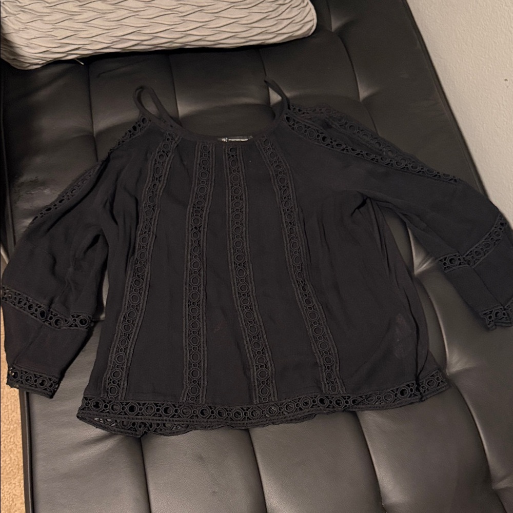 INC International Concepts Black Lace Blouse
